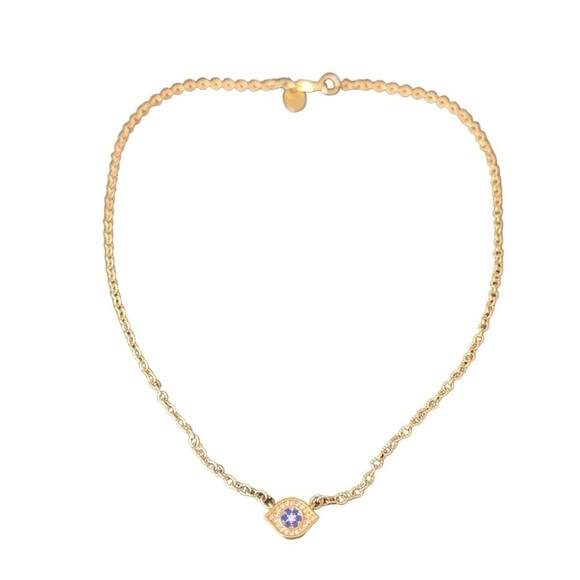 Crystal Eye of Protection Evil Eye Necklace on Gold Filled Chain - Picture 2 of 6